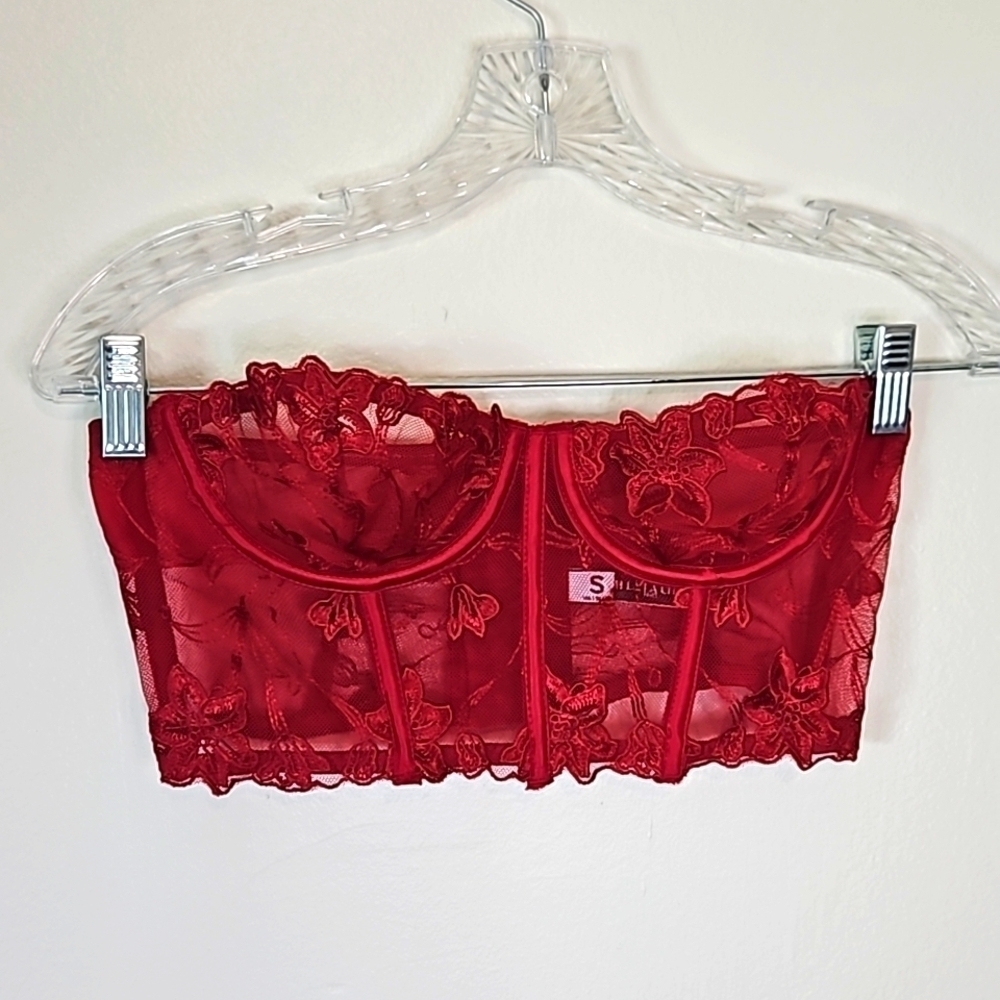 Oh La La Cheri Red Lace Bra Bodice Small 🎯